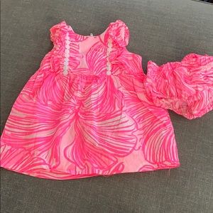 6-12m Lilly Pulitzer Pink Dress set, worn once!